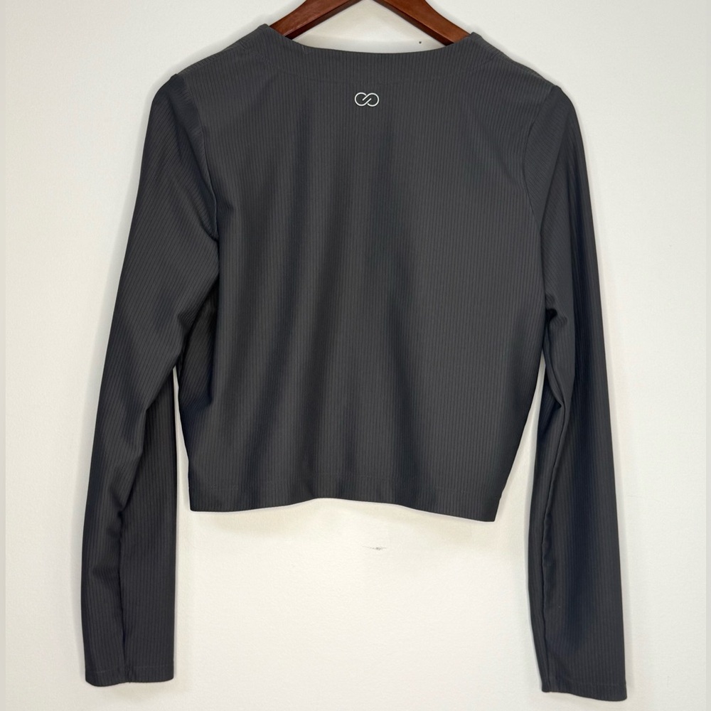 Calia Performance Grey Cropped Ribbed Cardigan XL - Picture 2 of 6